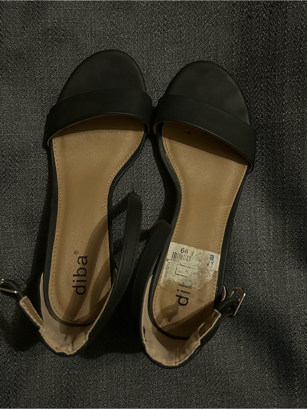 Diba Black Open-Toe Ankle-Strap Heels